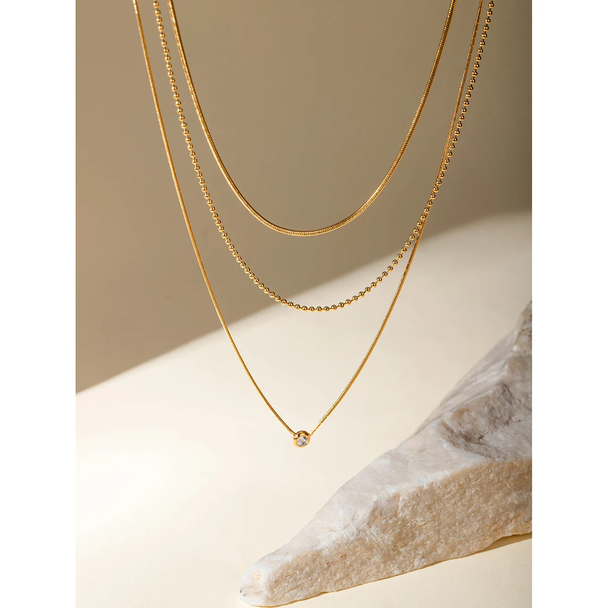 Set Colliers Superposés Dorés